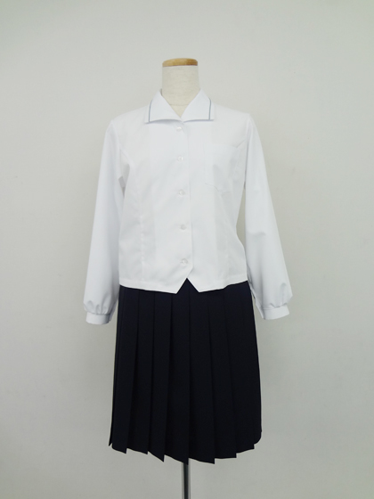 女子夏服長袖オーバーブラウス/夏スカート